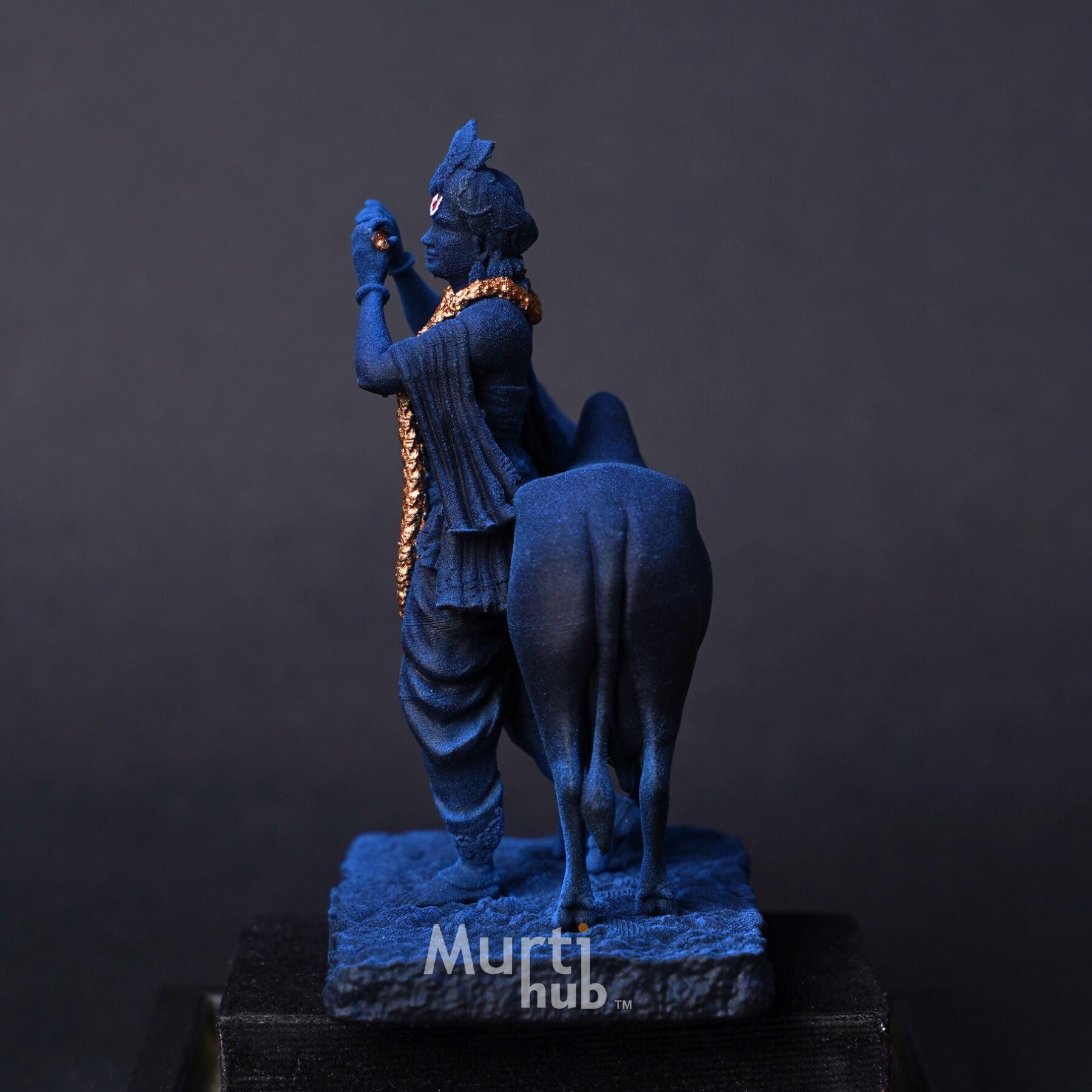 Krishna with Cow Antique gold