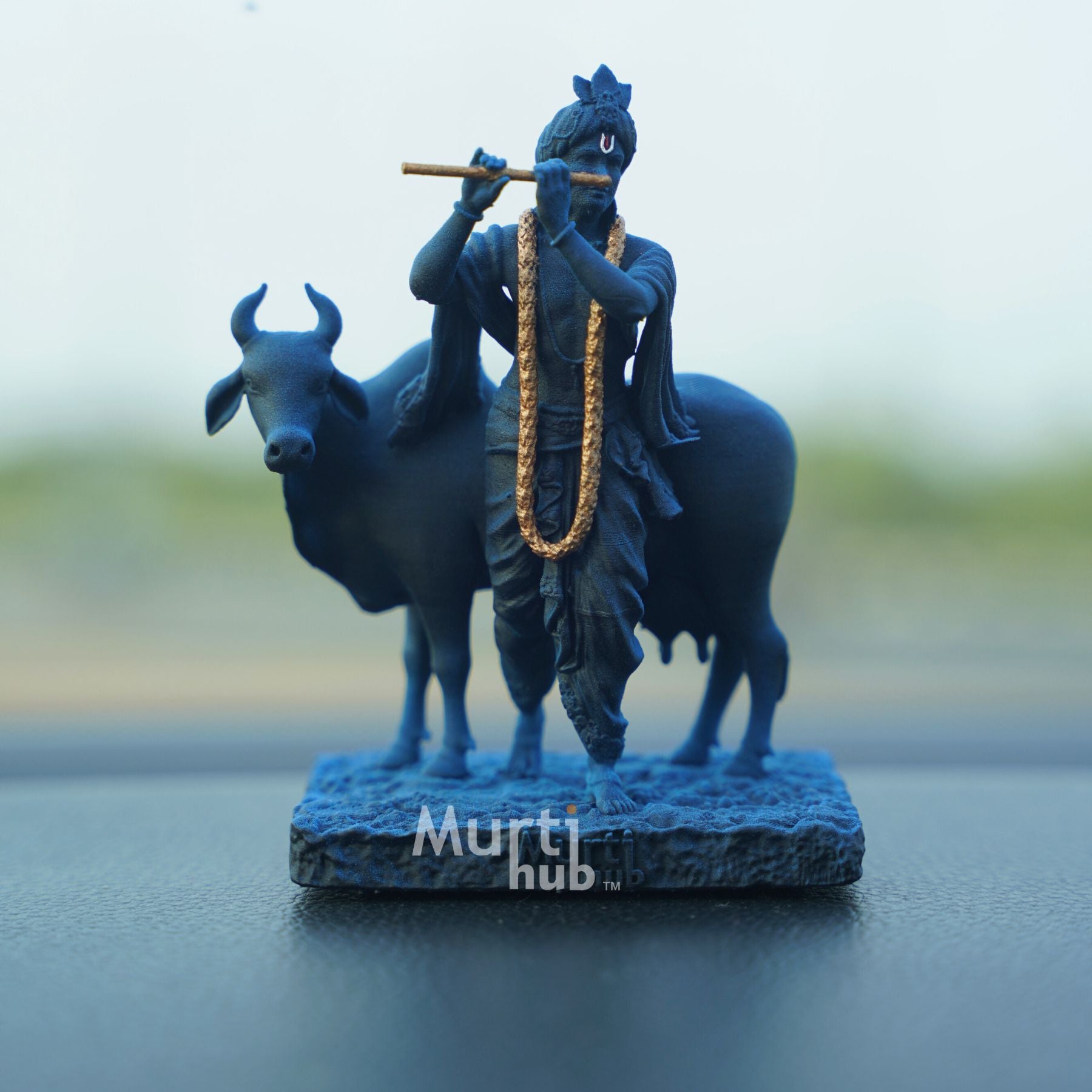 Krishna with Cow Antique gold