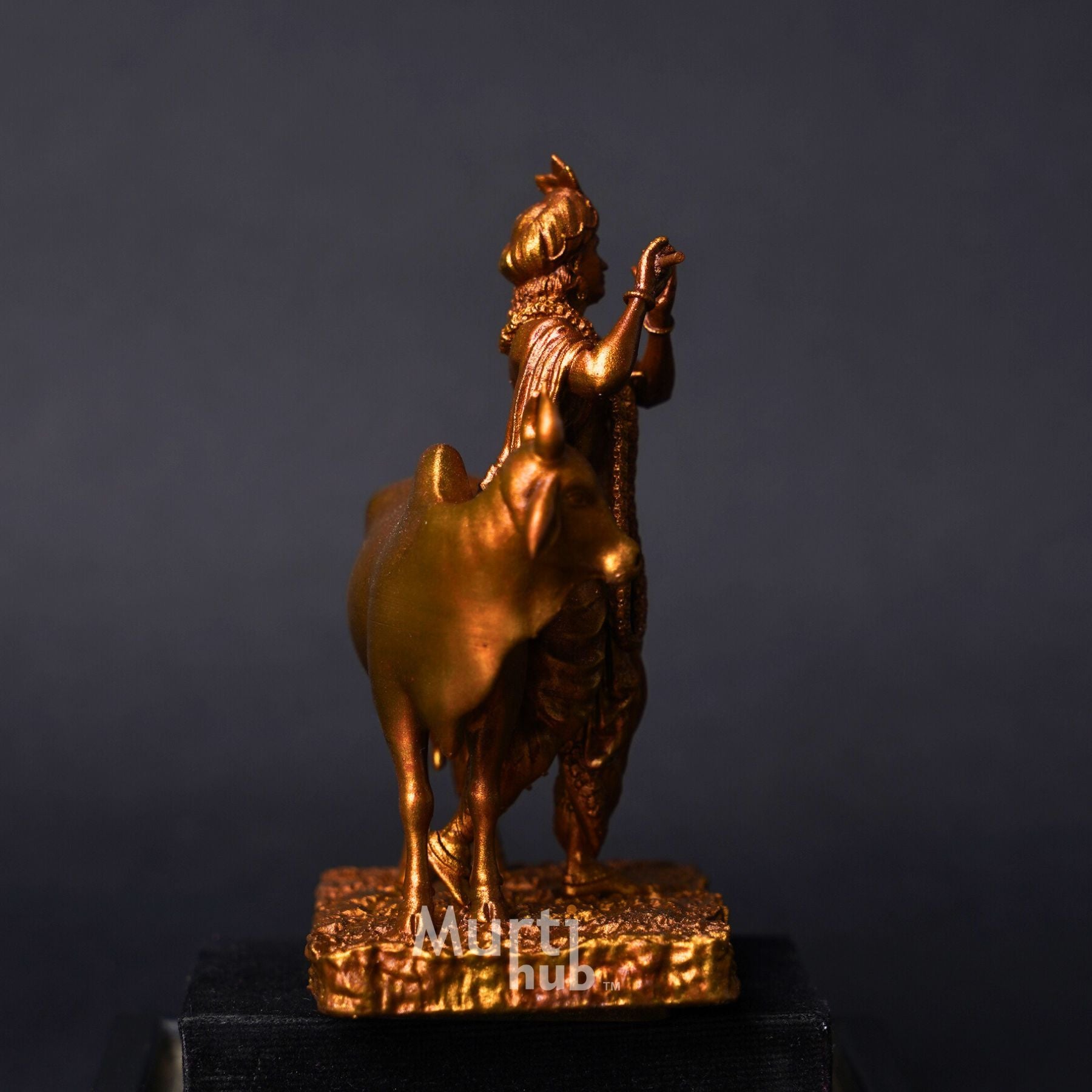 Krishna with Cow Antique gold