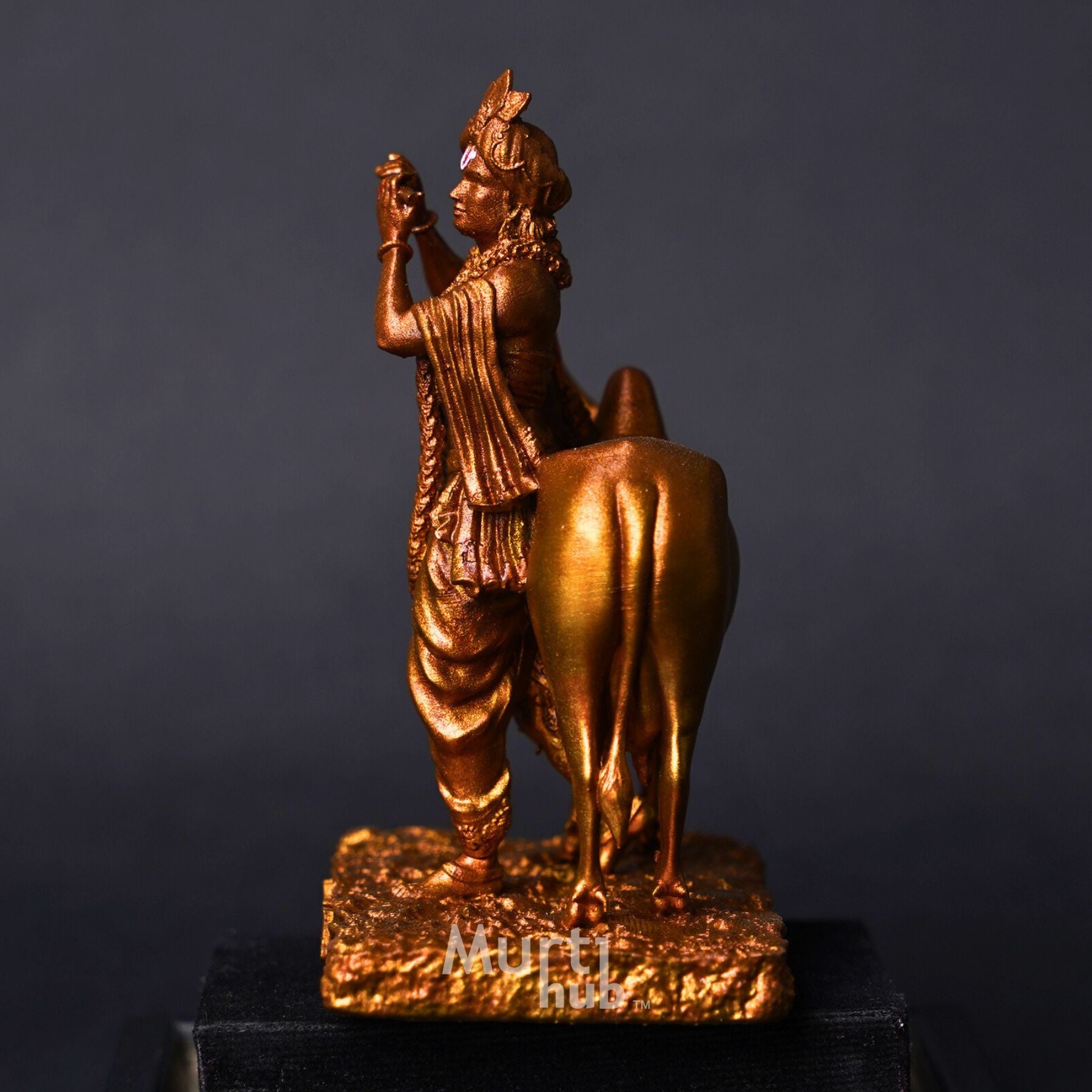 Krishna with Cow Antique gold