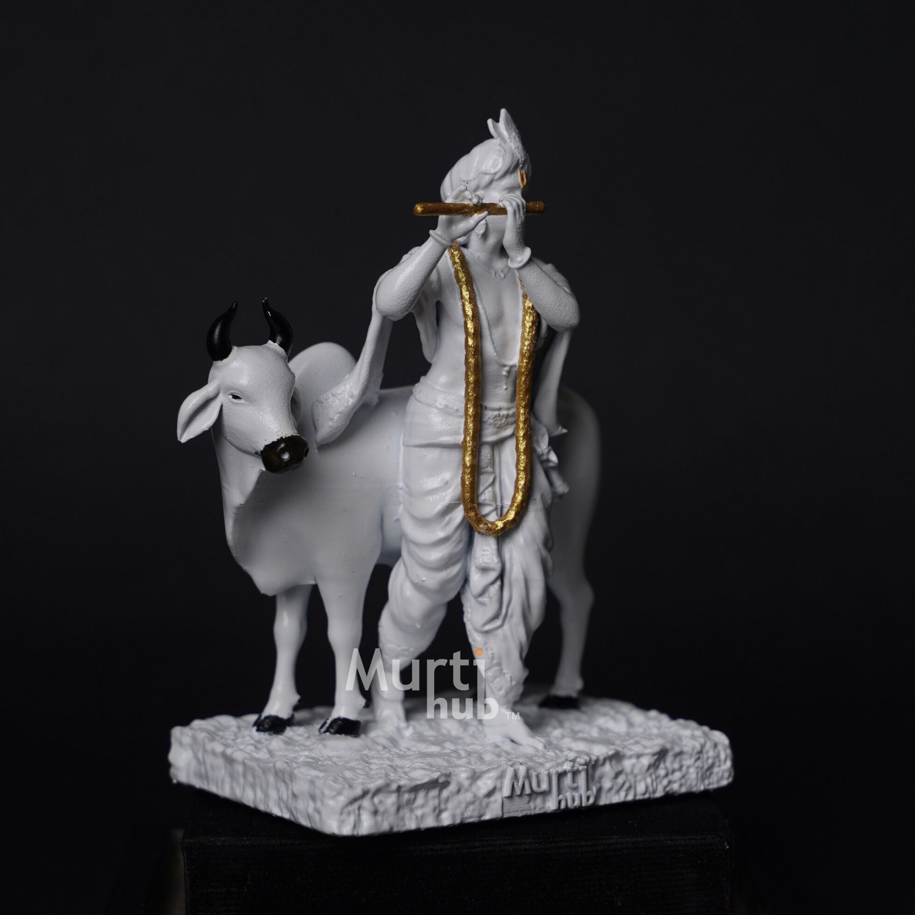 Krishna with Cow Antique gold