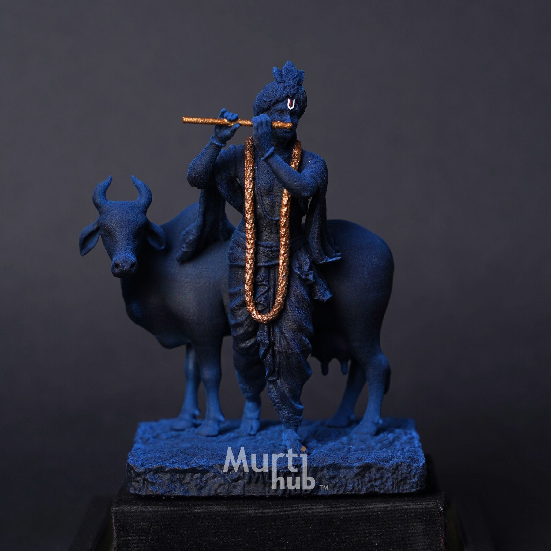 Krishna with Cow Antique gold