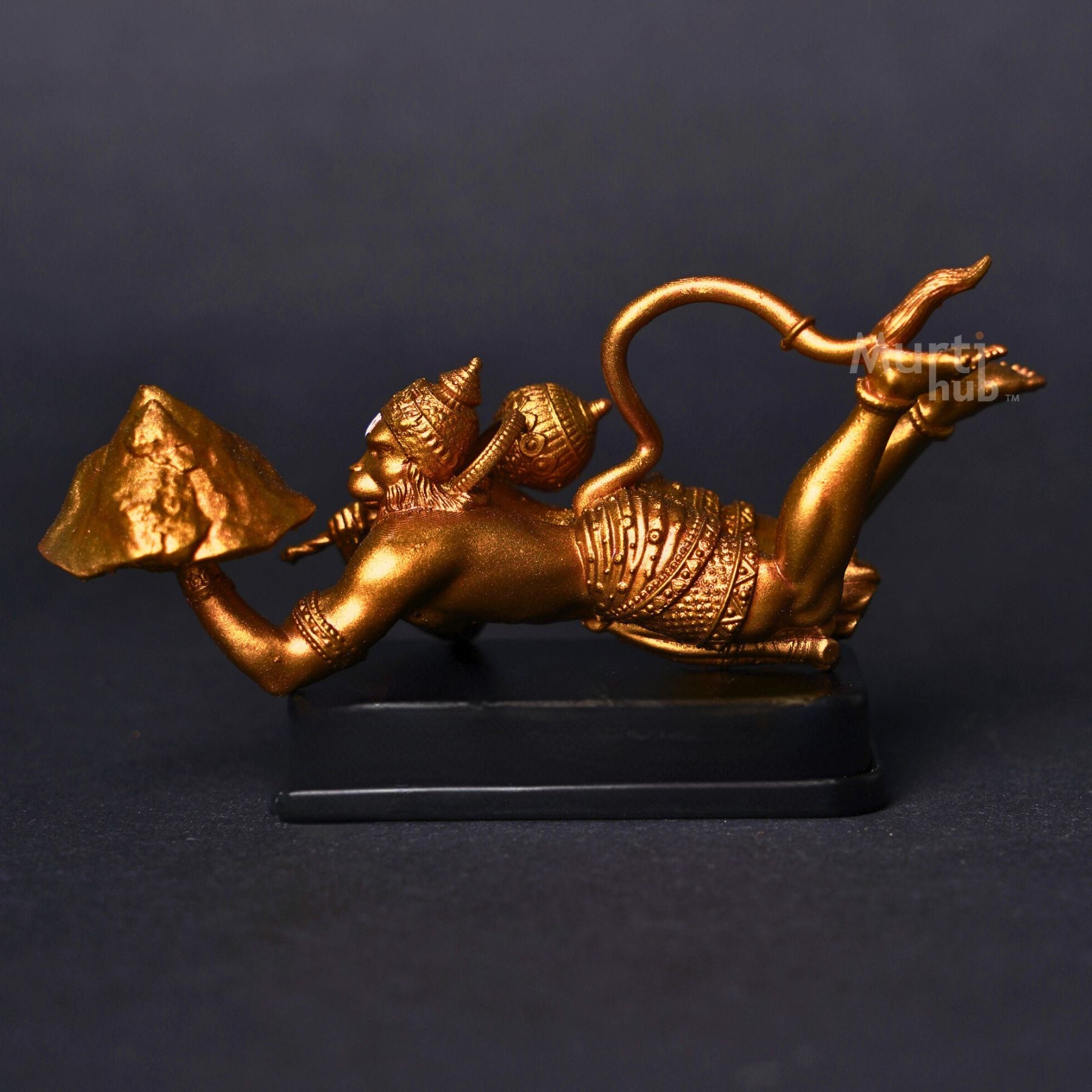 Sanjivani Hanuman in Action Antique Gold