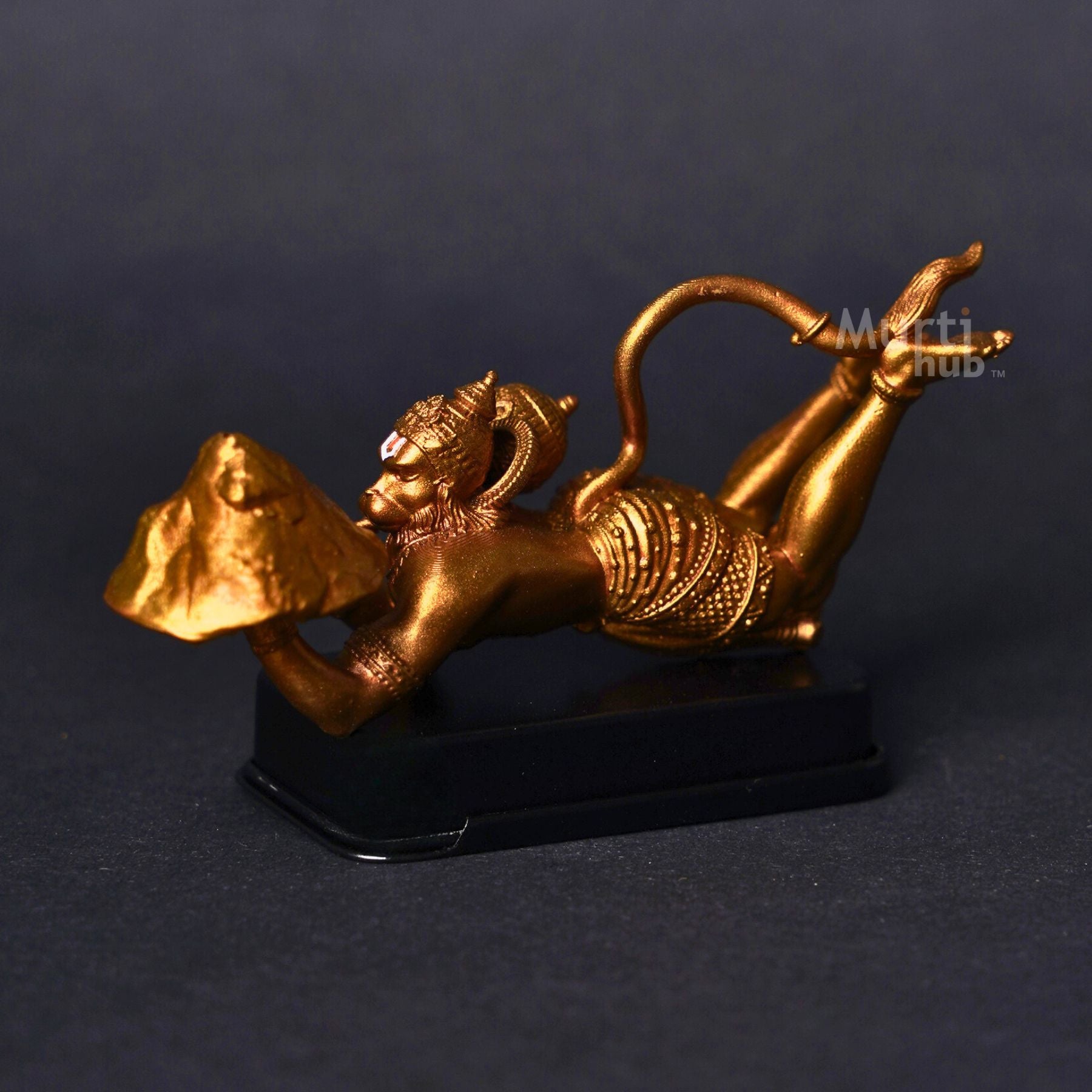 Sanjivani Hanuman in Action Antique Gold