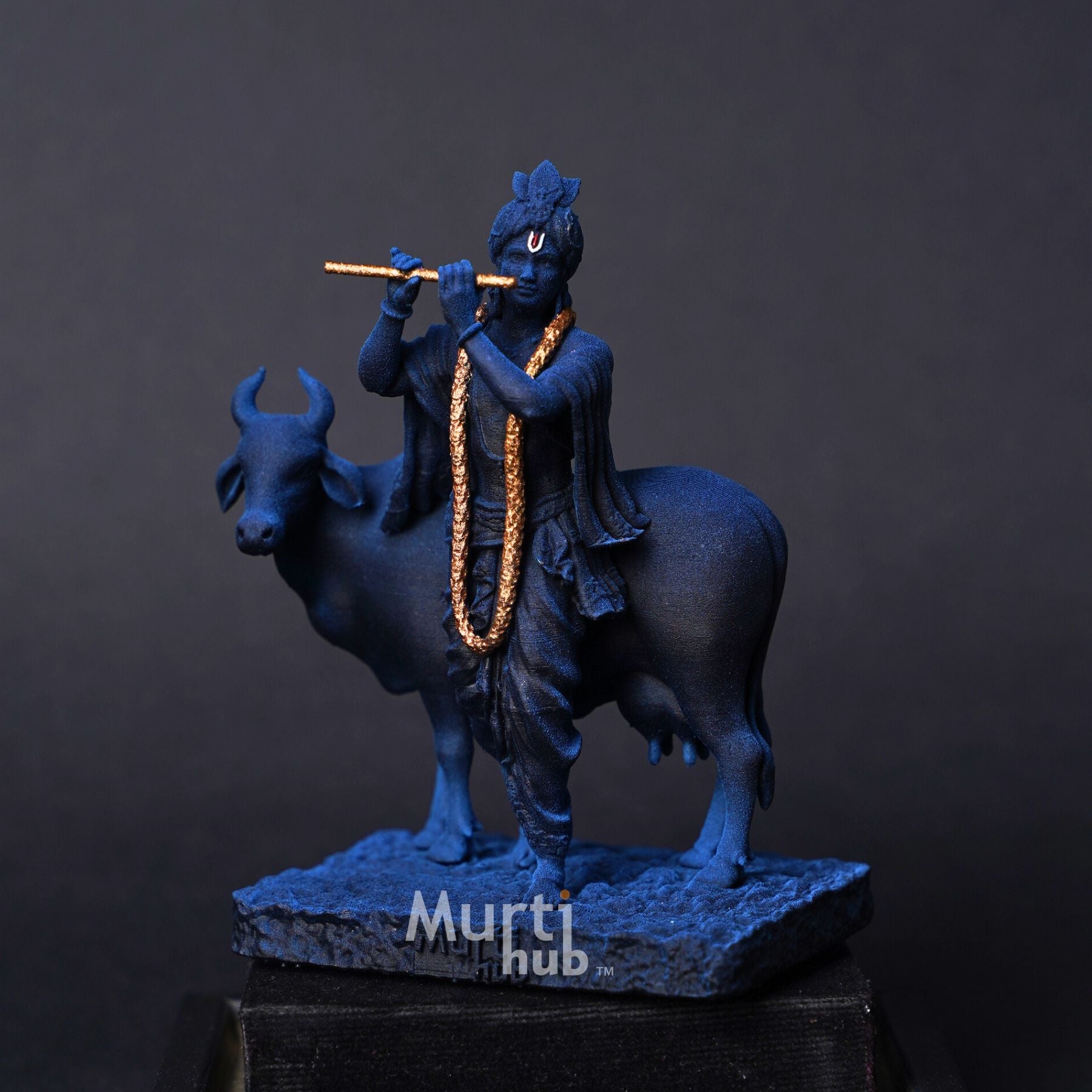 Krishna with Cow Rama Blue